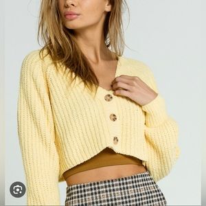 FULL TILT Yellow Cropped Cardigan